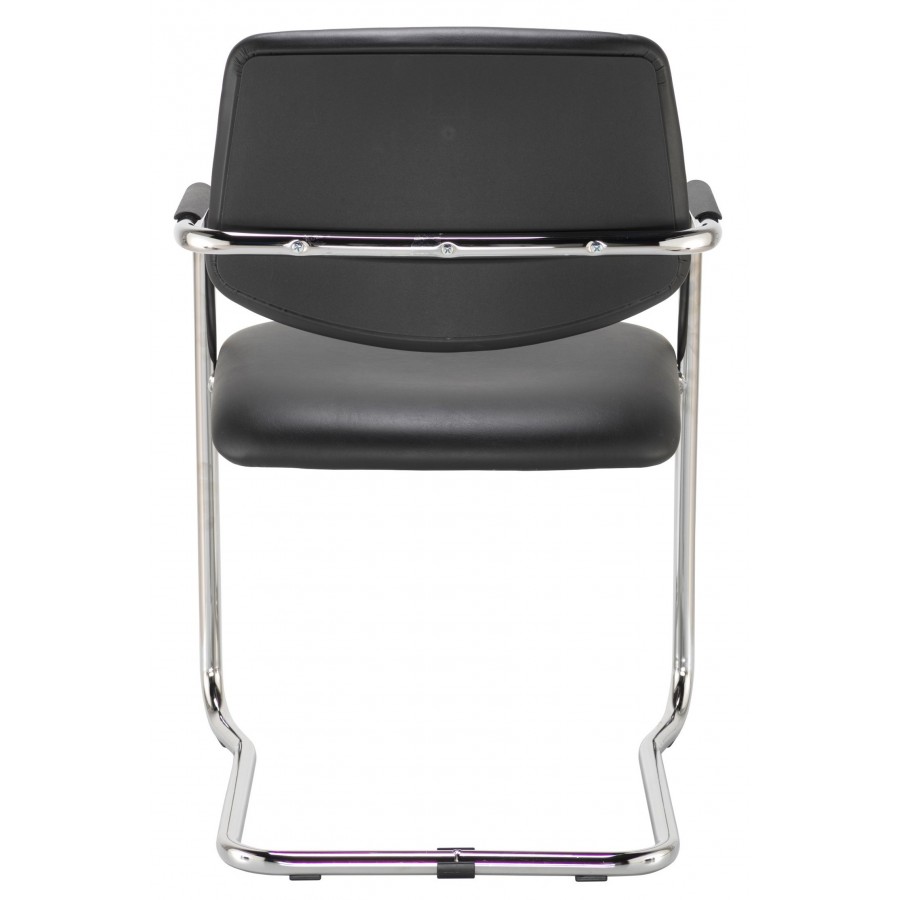 Magix Black Leather Cantilever Visitor Mid Back Chair